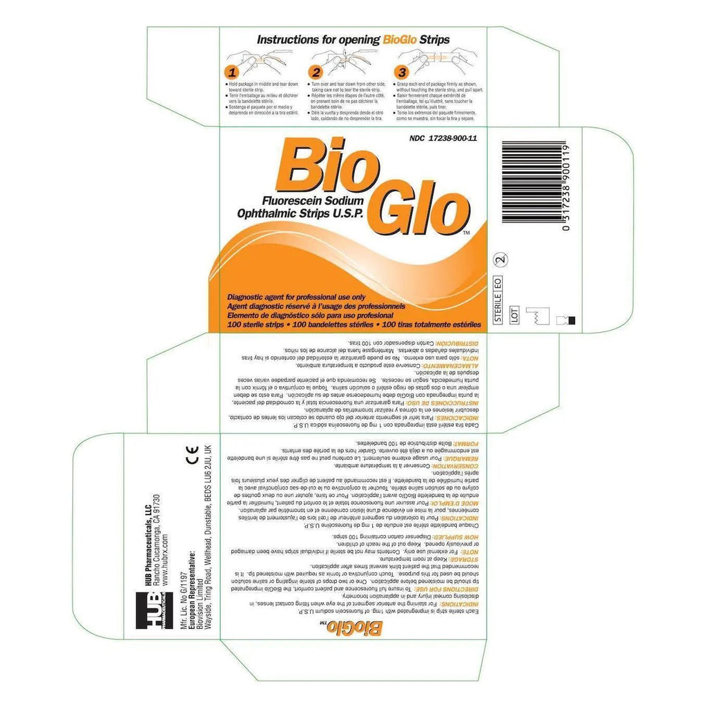 Bio Glo Fluorescein Sodium Ophthalmic 1mg Strips U S P 100 Ct