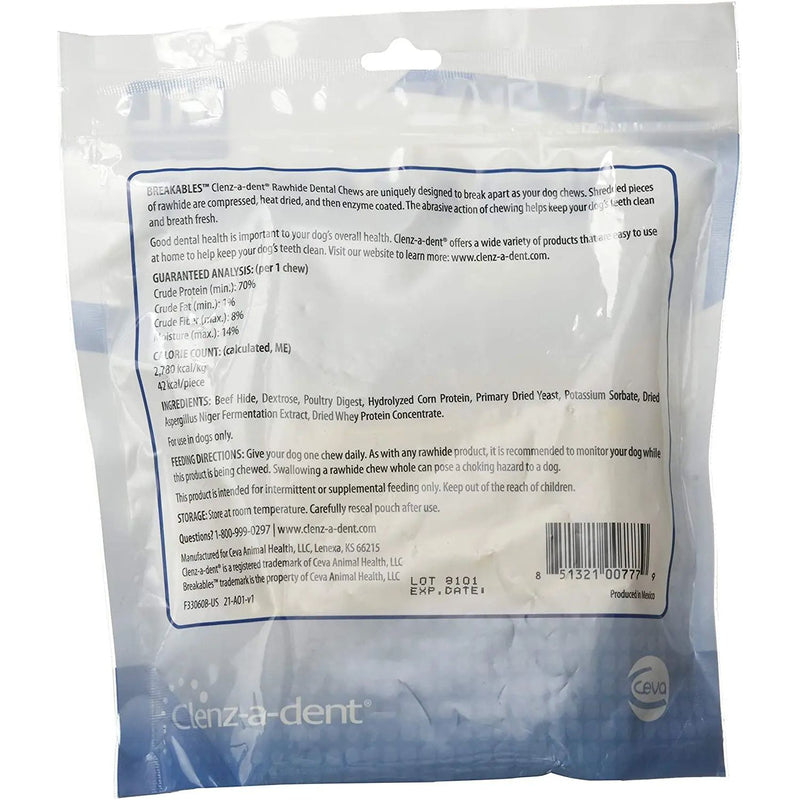 CEVA Breakables Clenz-A-Dent Rawhide Dental Chews for Dogs ML 15 Chews Ceva