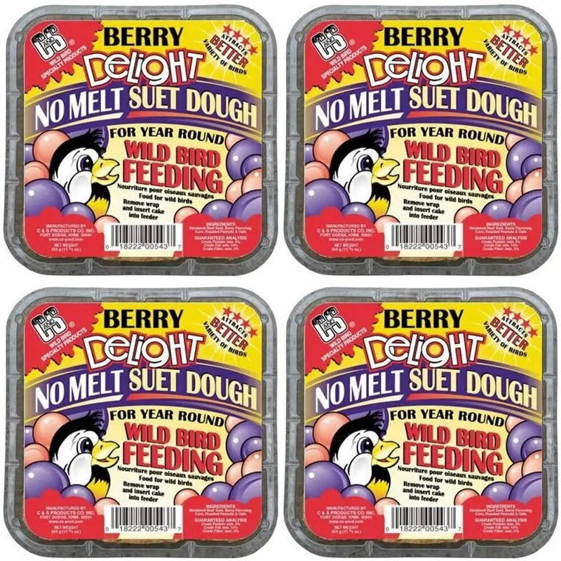 C&S Berry Delight No Melt Suet Dough Bird Food 11.75 oz. Each 4-Pack C&S