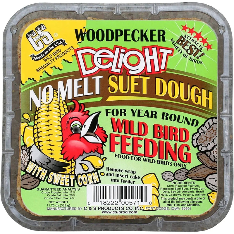 C&S Woodpecker Delight No Melt Suet Dough Bird Food 11.75 oz. Each 3-Pack C&S