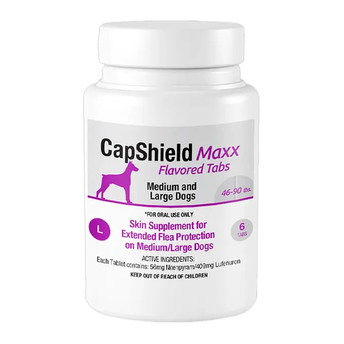 CapShield Maxx Flavored Flea Tabs for Dogs LG 46-90lbs, 6-Count CapShield