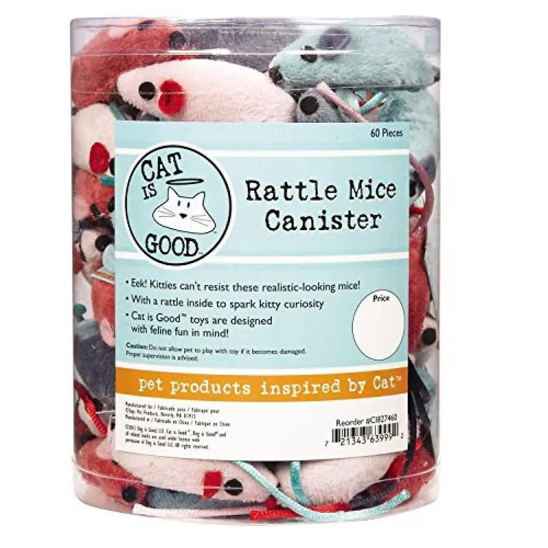 Cat Is Good Rattle Mice Cat Toys 60-Piece Canisters Cat is Good