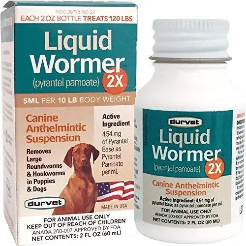 Durvet Liquid Wormer 2x for Puppies and Adult Dogs 2 oz. Durvet