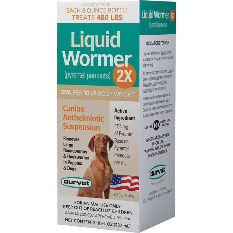 Durvet Liquid Wormer 2x for Puppies and Adult Dogs 8 oz. Durvet