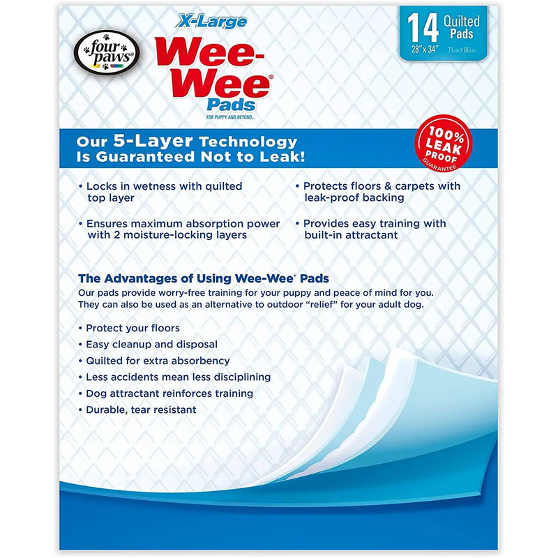 Four Paws Wee-Wee Pads 21 Pack Extra Large White 28" x 34" x 0.1 Four Paws