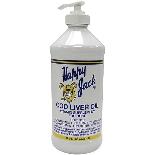 Happy Jack Cod Liver Oil Vitamin Supplement for Dogs 16 oz. Happy Jack