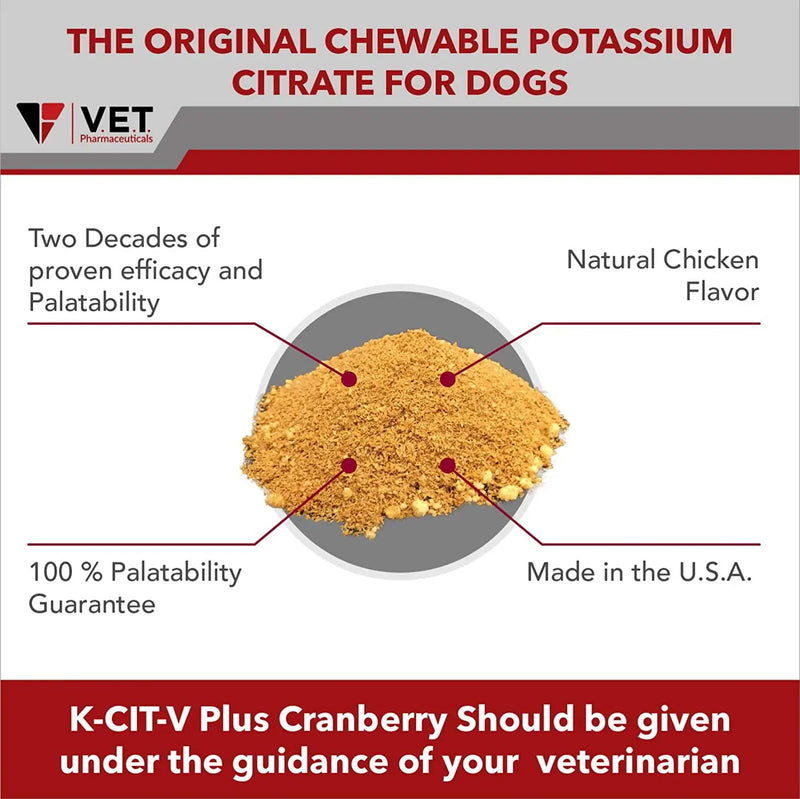 K-CIT-V Plus Cranberry Potassium Citrate Granules for Pets 300gm V.E.T Pharmaceuticals