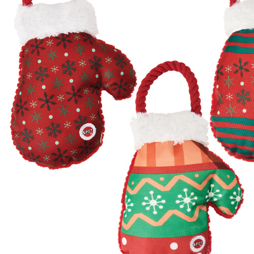SPOT Holiday Snowflake Mitten Pet Toy, Assorted Ethical Products