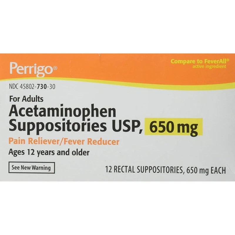 Perrigo Acetaminophen Suppositories USP 650mg 12CT Perrigo