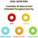 Playology Dual Layer Ring Dog Toy Chicken Scent, Small PLAYOLOGY