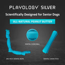 Playology Silver Peanut Butter Scented Dental Chew Stick Dog Toy PLAYOLOGY