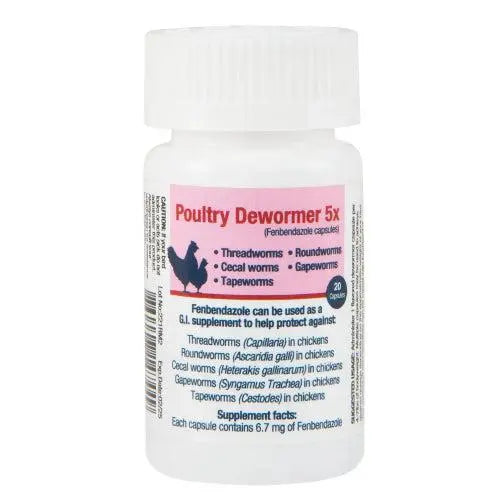 Poultry Dewormer 5X Fenbendazole 20 Capsules RNA Supplements Inc.