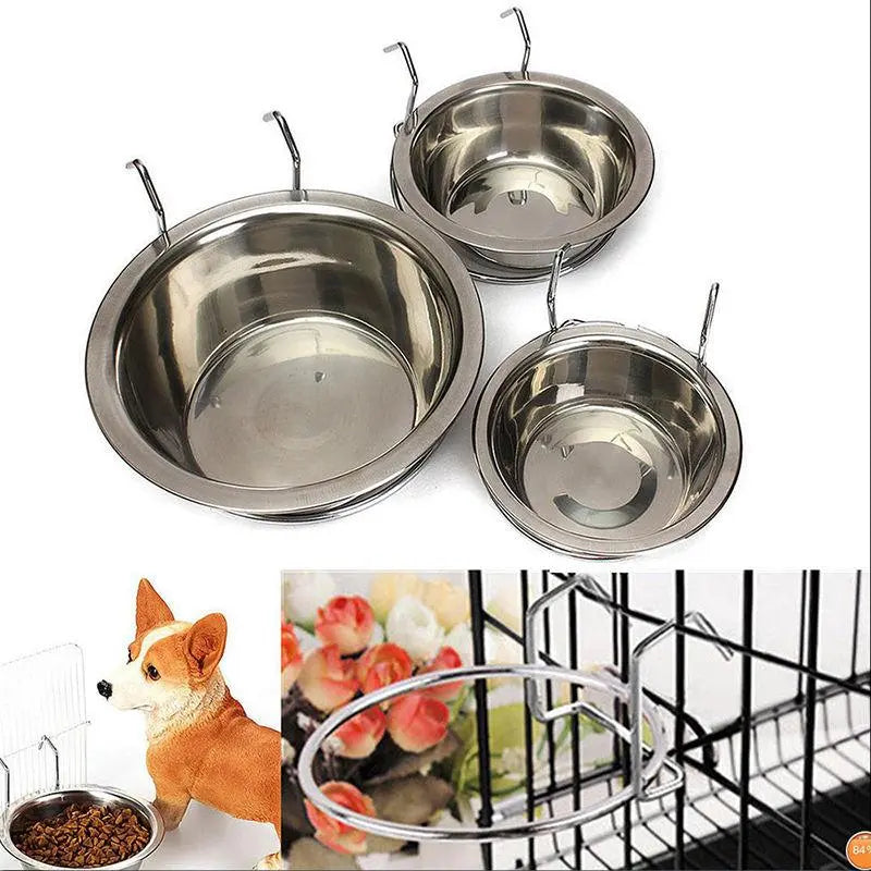 Stainless Steel Food and Water Bowls Coop or Crate Dogs Cats Bird OmniPet