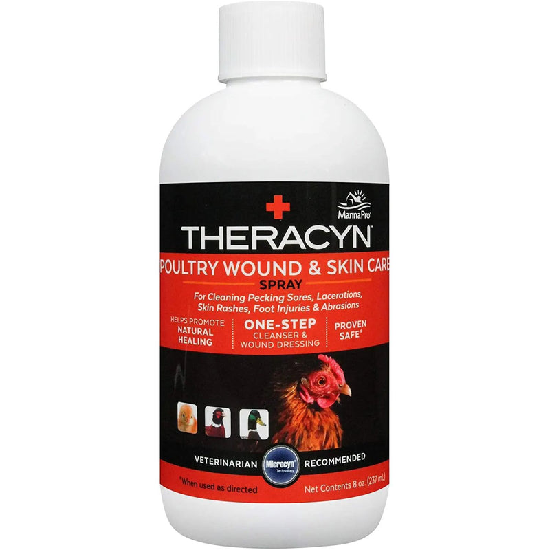 Theracyn Poultry Wound & Skin Care Spray 8 oz. Made in USA Manna Pro