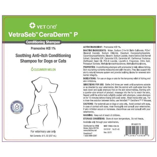Vet One Vetraseb P Ceraderm Anti-Itch Conditioning Shampoo (old Vetraseb P) Vet One