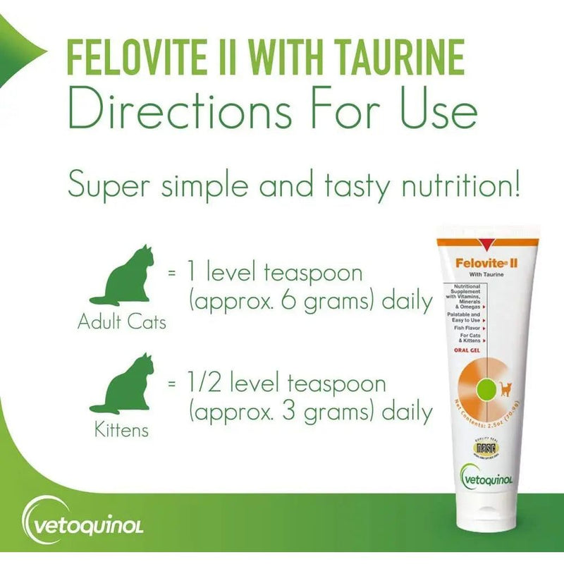 Vetoquinol Felovite II Oral Gel Vitamin & Mineral for Cats with Taurine 2.5 oz. Vetoquinol