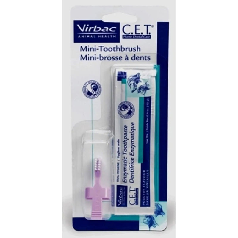 Virbac C.E.T. Mini Toothbrush & Poultry Toothpaste Combo for Pets Virbac