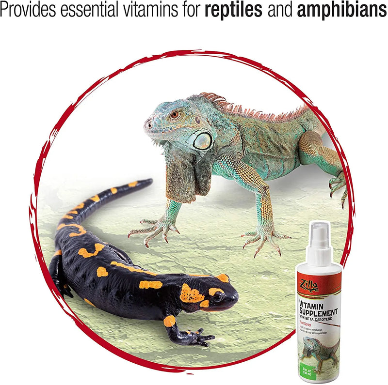Zilla Reptile Health Supplies Vitamin Supplement Food Spray 8 oz. Zilla