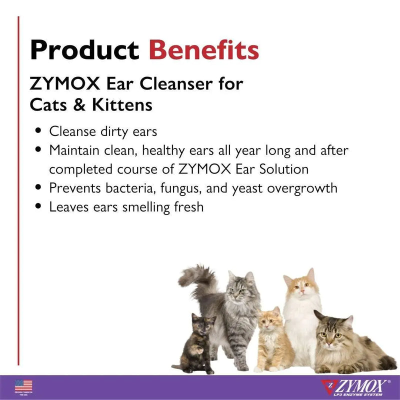 Zymox Enzymatic Ear Cleanser for Cats and Kittens 4 oz. ZYMOX