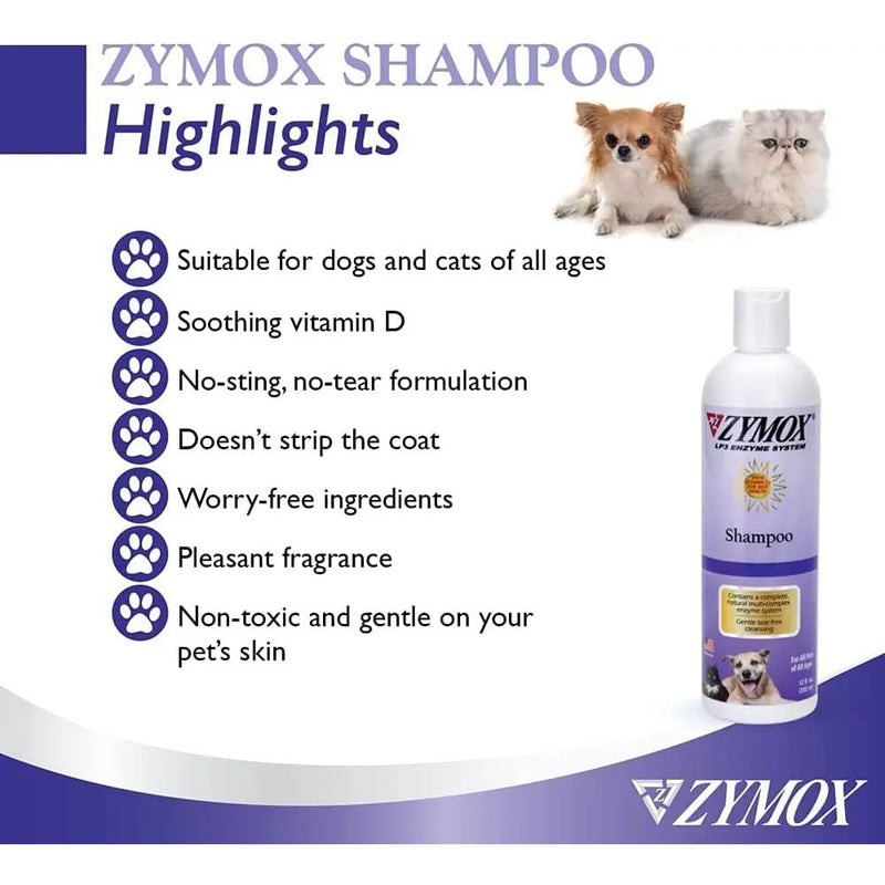 Zymox LP3 Enzyme Pet Shampoo with Vitamin D3 Dog & Cat 12 oz. ZYMOX