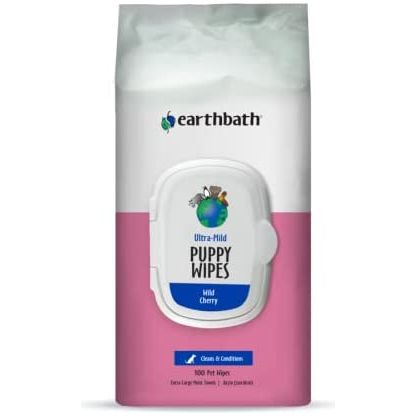 Earthbath Ultra-Mild Wild Cherry Puppy Grooming Wipes 100CT Earthbath