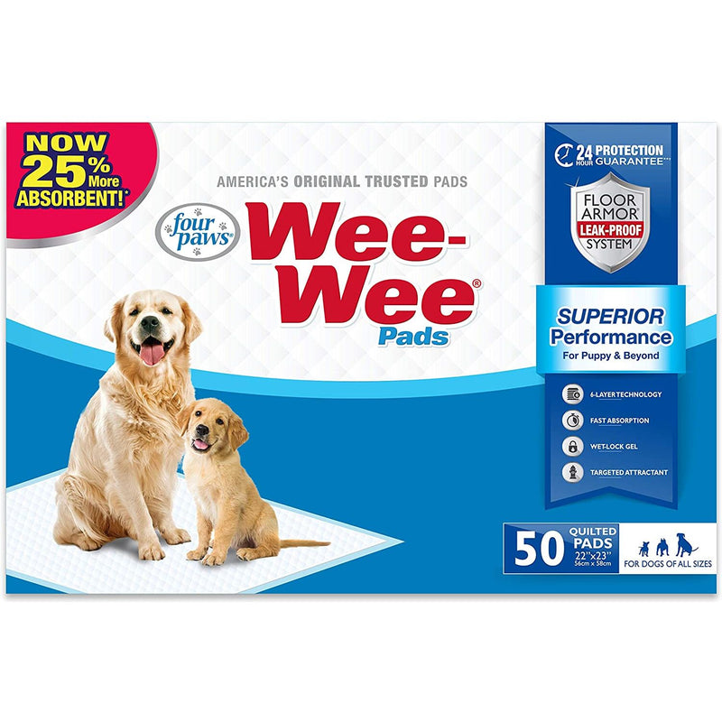 Four Paws Wee-Wee Pads 50 Pack White 22" x 23" x 0.1" Four Paws