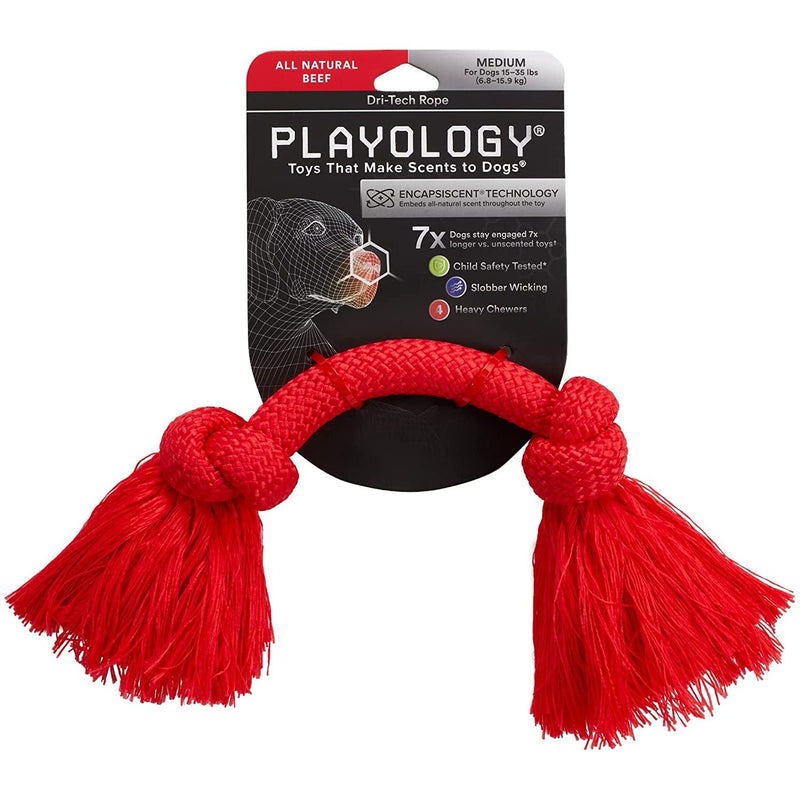 Playology Dri-Tech Rope Dog Toy All Natural Beef Scent, Medium PLAYOLOGY