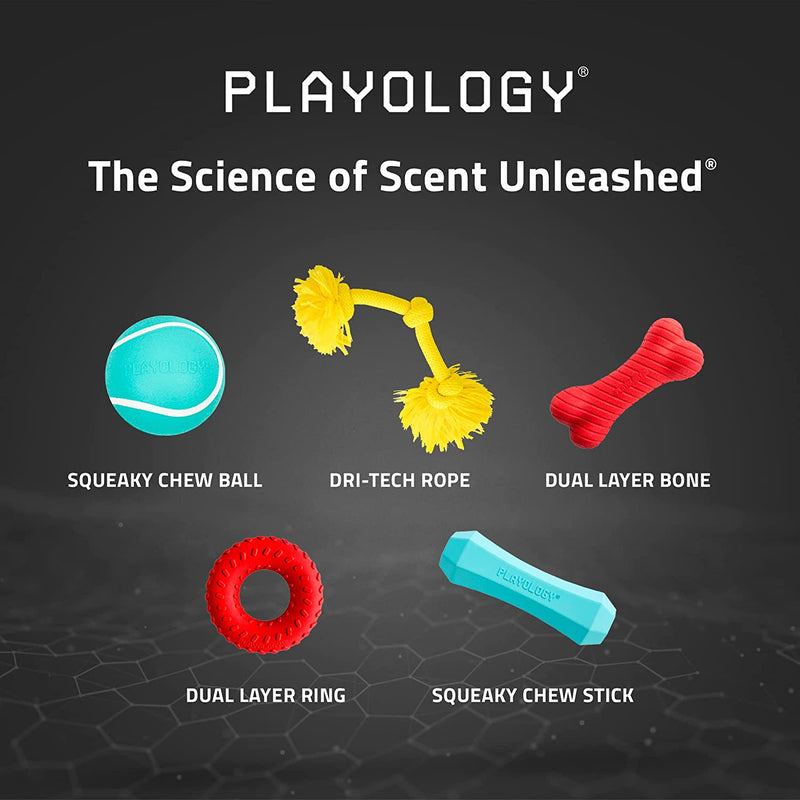 Playology Dri-Tech Dental Rope Pork Sausage Scented Dog Toy - Medium