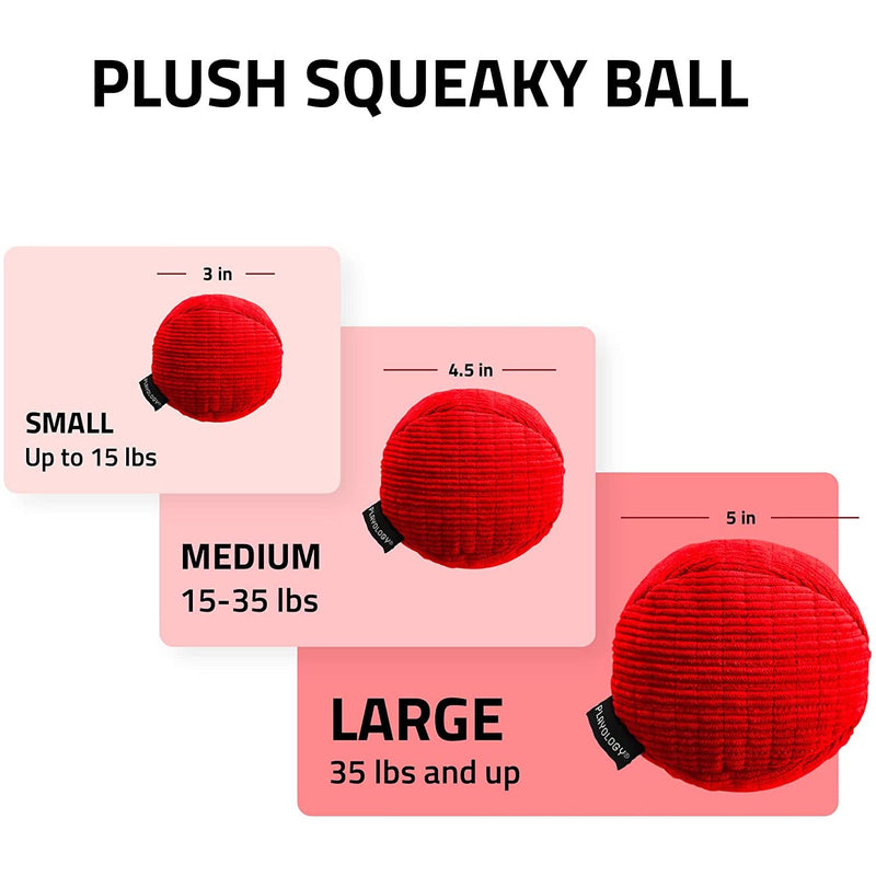 Playology Plush Squeaky Ball Dog Toy All-Natural Beef Scent, Med PLAYOLOGY
