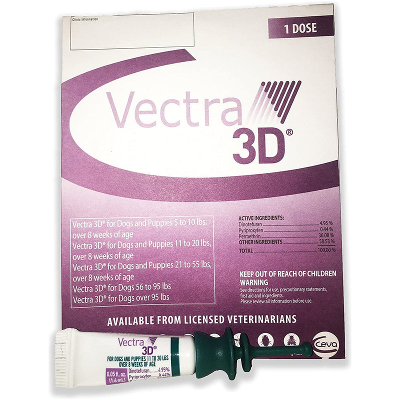 Vectra 3D Flea & Tick Treatment for Dogs and Puppies 11-20lbs 1 Dose Ceva