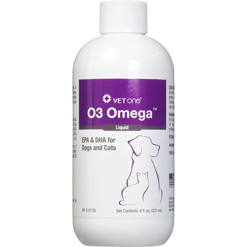 Vet One O3 Omega Liquid Nutritional Supplement For Dogs And Cats 8oz. Vet One